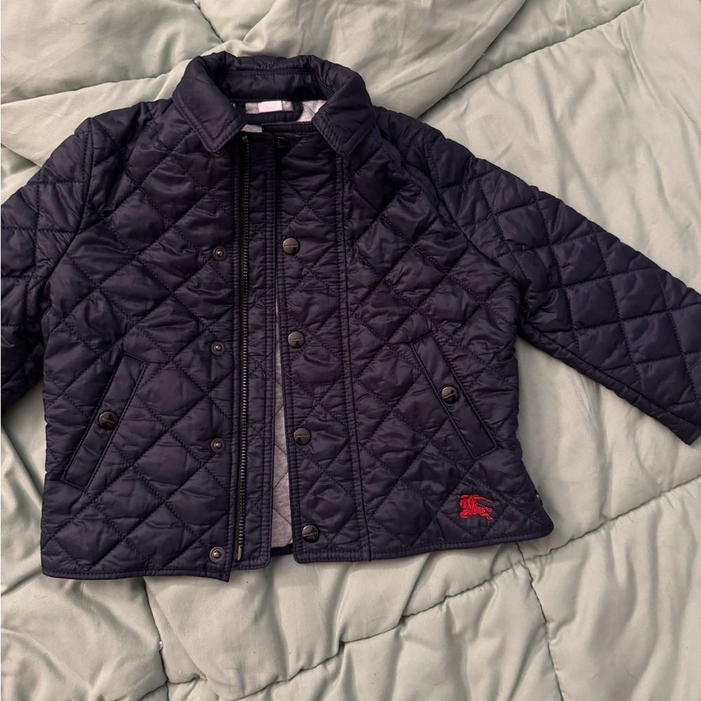 Burberry Blue Puffer Jacket with Quilted Design